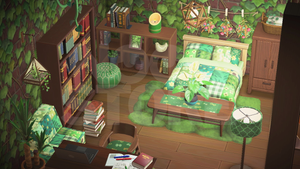 Green Retro Bedroom